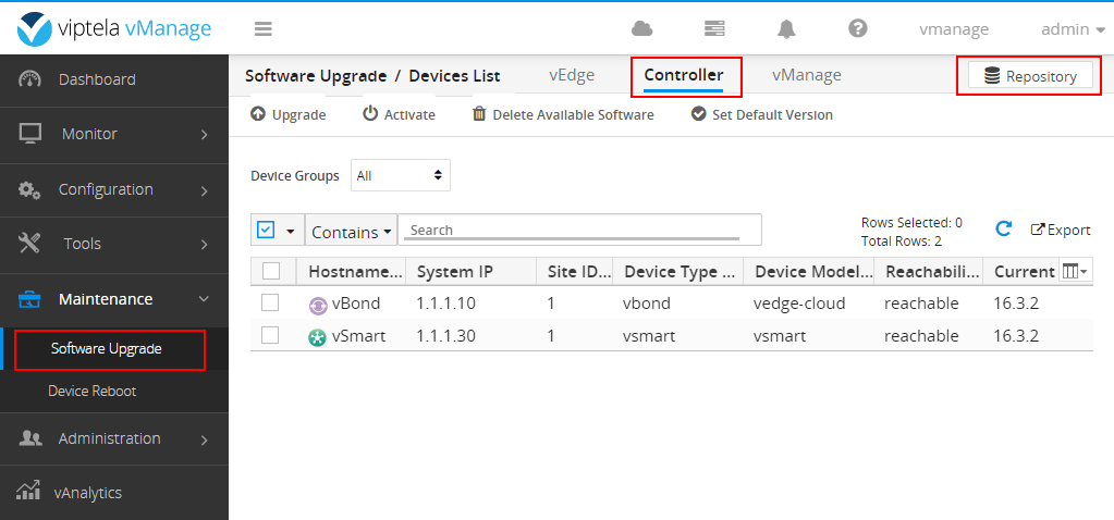 vManage Repository